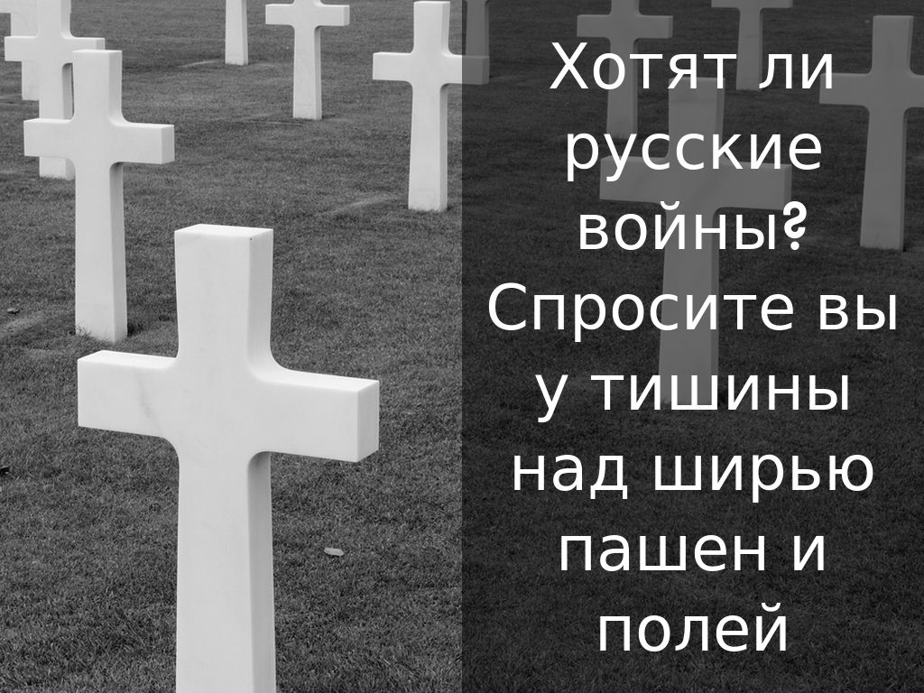 Хотят ли русские войны? Спросите вы у тишины над ширью пашен и полей