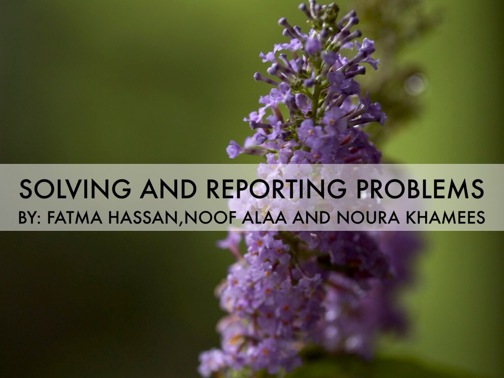 Solving And Reporting Problems