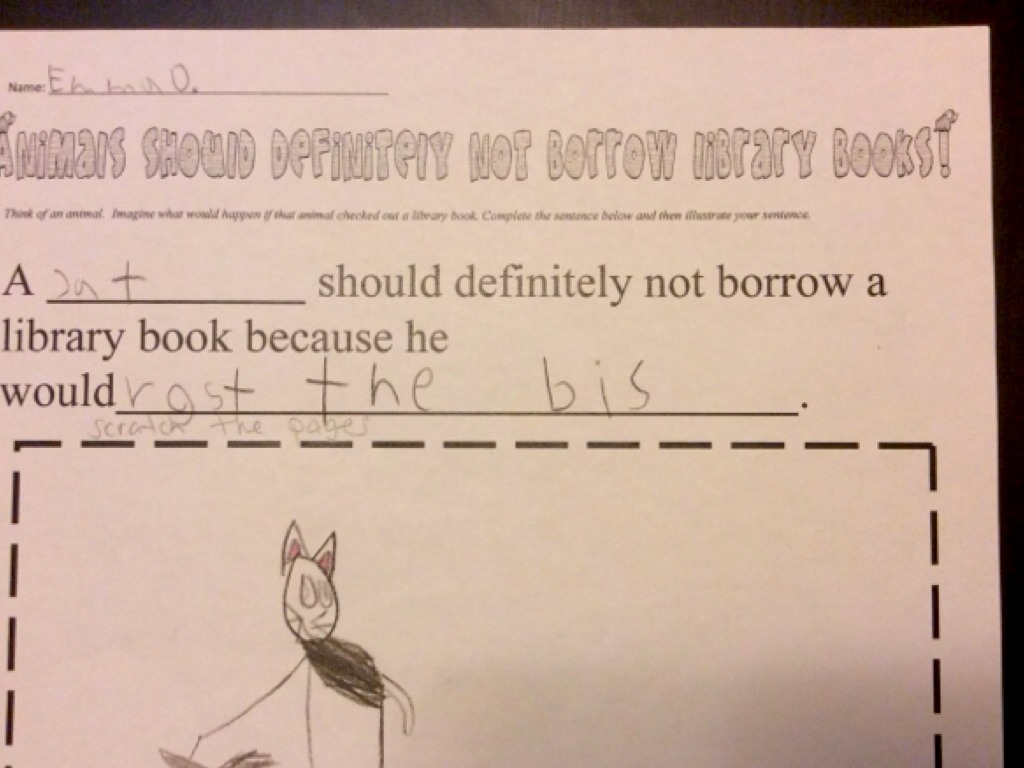 Animals Should Definitely Not Borrow Library Books By Ms. Coughlin's Class