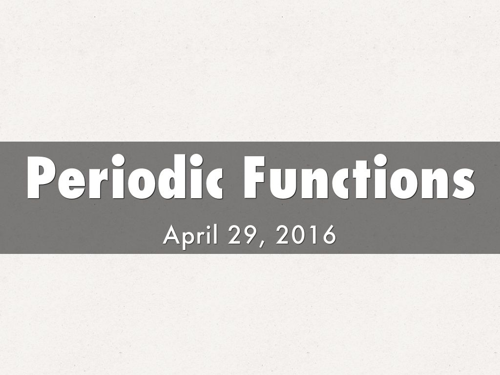Periodic Functions