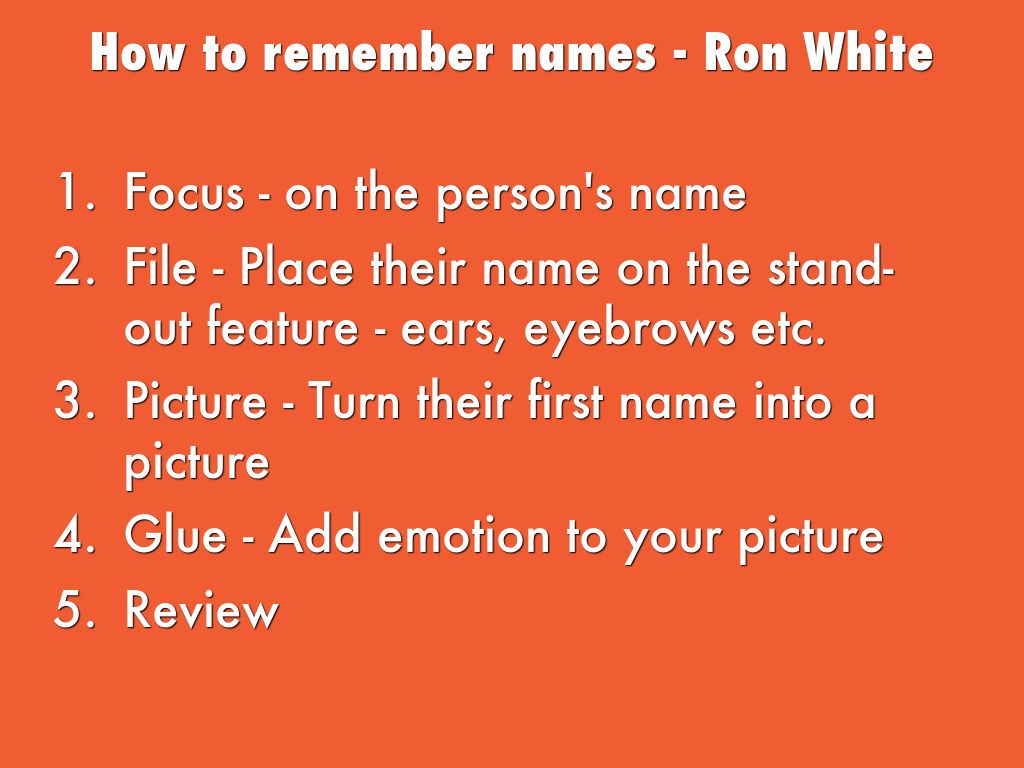 How to remember names - Ron White