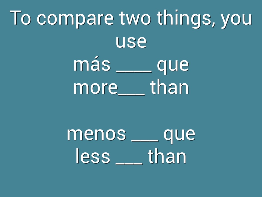 Spanish Comparisons by Mrs. Benitez