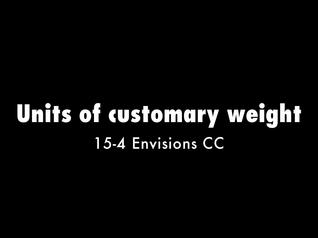 Units of customary weight