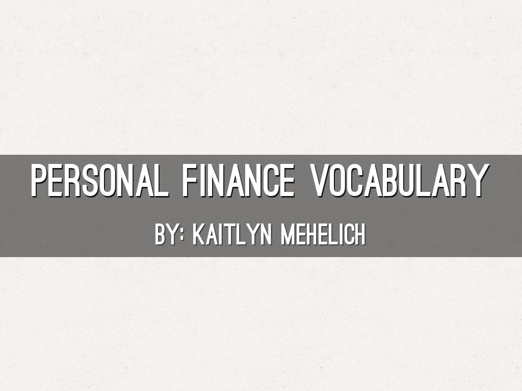 Personal finance Vocabulary