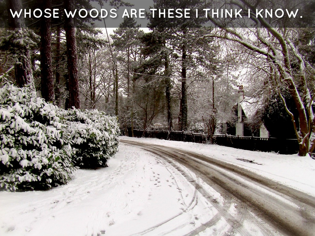 Whose woods these are. Stopping by woods on a snowy evening. Whose woods these are i think i know. Whose woods these are i think i know. Whose woods these are.