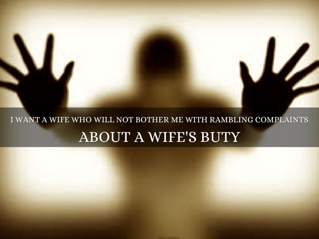 i want a wife by judy brady response essay Explain why you think brady wrote this essay i dont think he accually want a wife that would do all those why i want a wife- judy brady - response. i want a wife by judy brady response essay Explain why you think brady wrote this essay i dont think he accually want a wife that would do all those why i want a wife- judy brady - response.