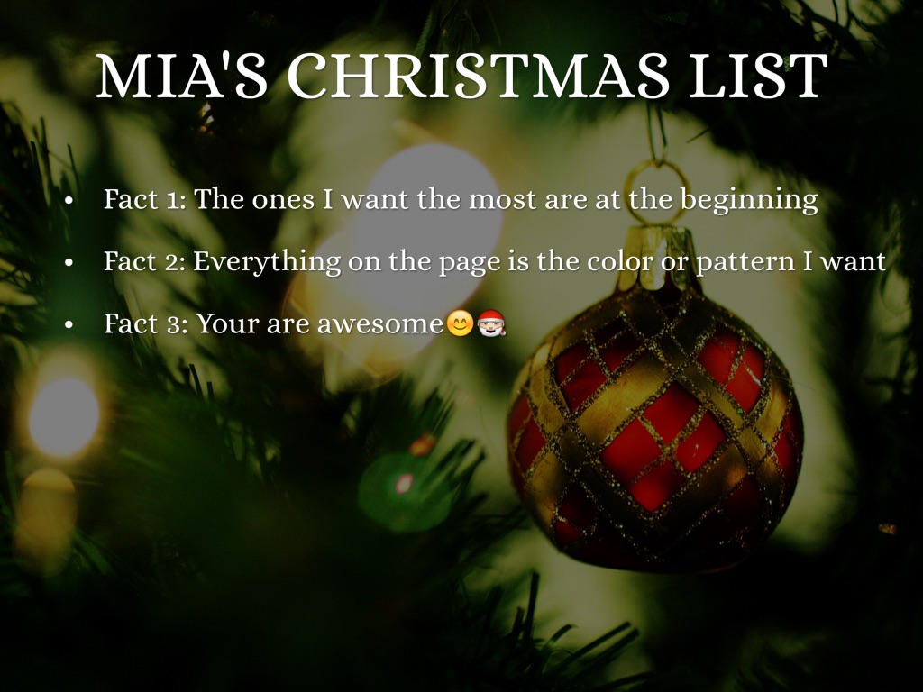 Mia's Christmas List 2014