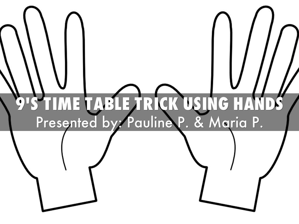 9 times table trick using your hands