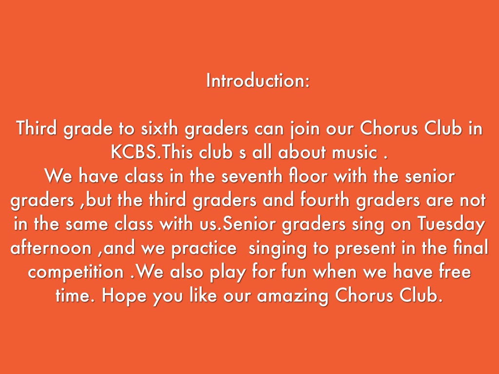 Rockin' The School Chorus Club In KCBS by Tiffy Ray