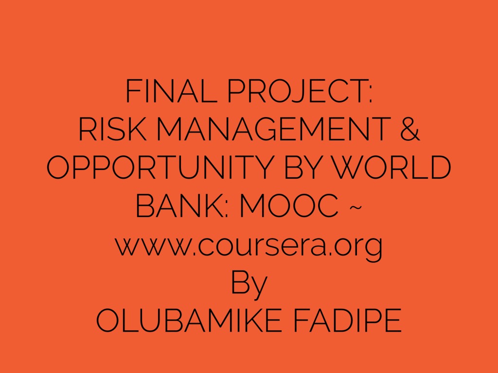 RISK MANAGEMENT & OPPORTUNITY FINAL PROJECT