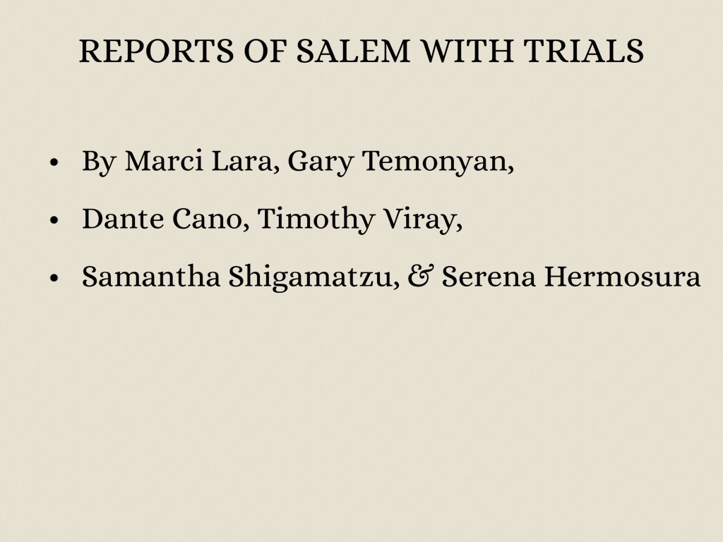 Reports Of Salem Witch Trials