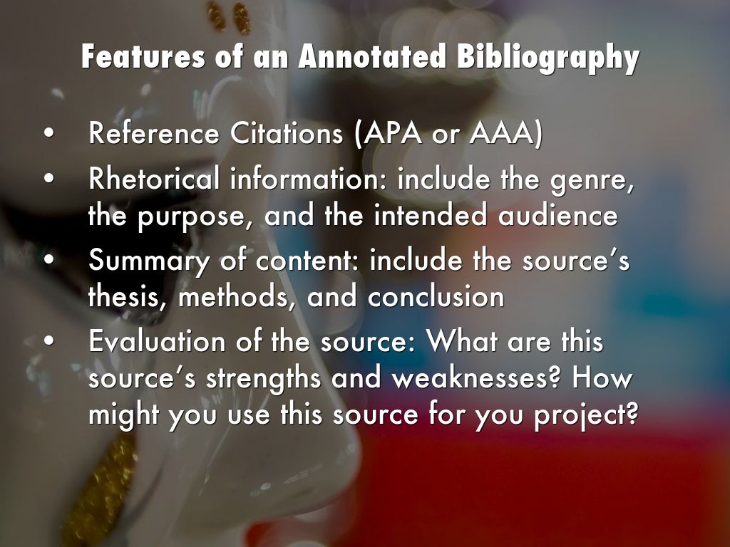 What is the purpose of an annotated bibliography picture