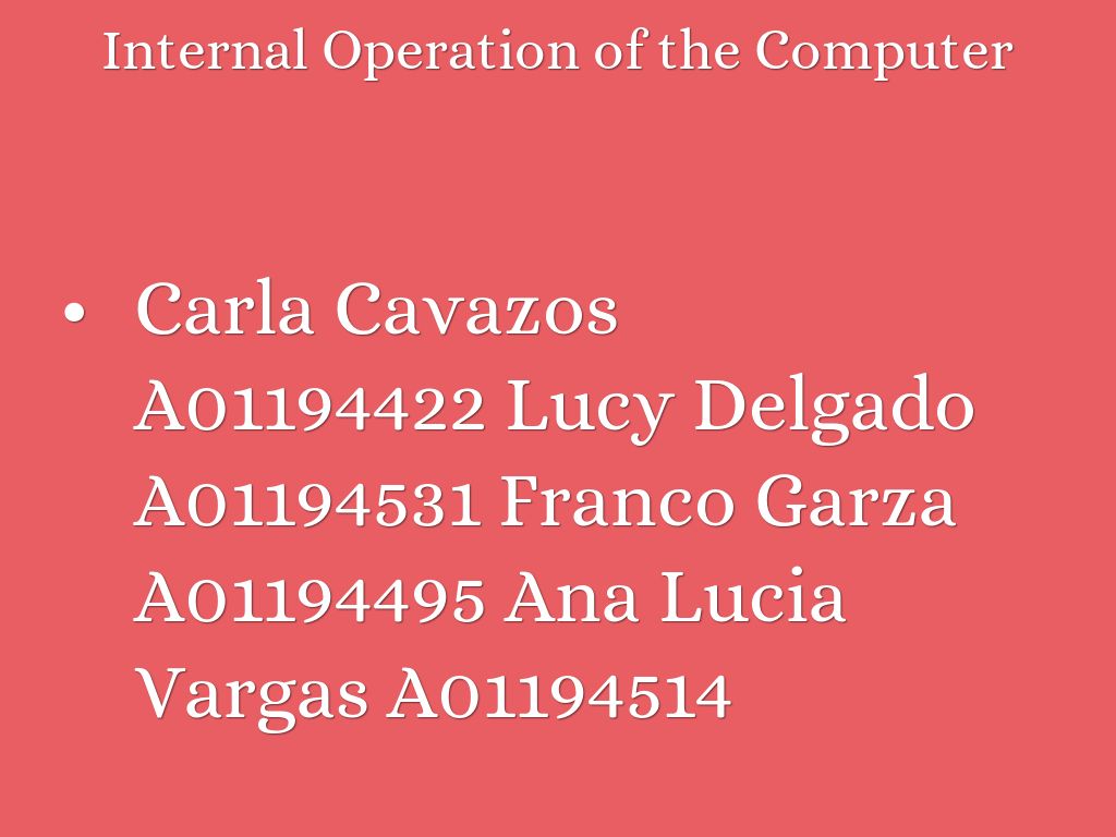 Internal Operation of the Computer