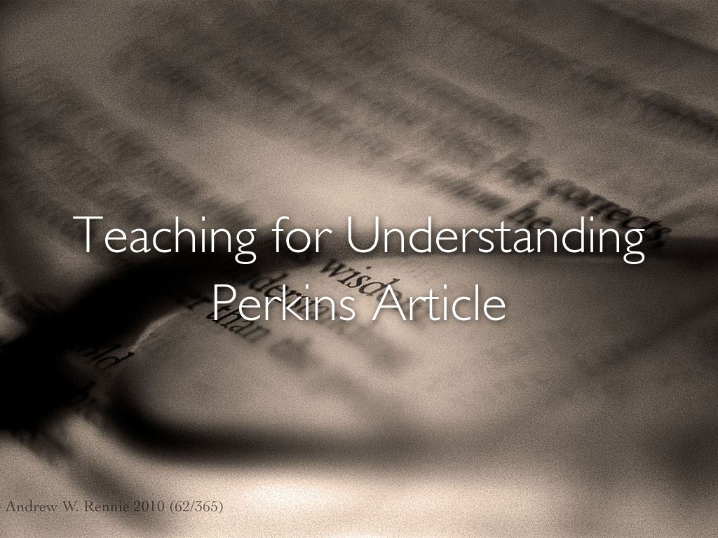 Teaching For Understanding 