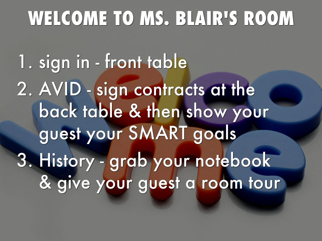 WELCOME TO MS. BLAIR'S ROOM