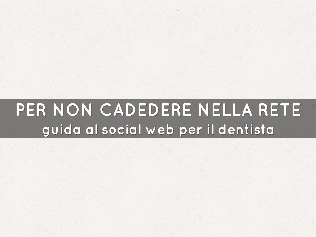 per non cadedere nella rete