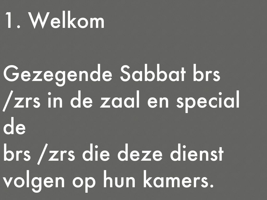 1. Welkom