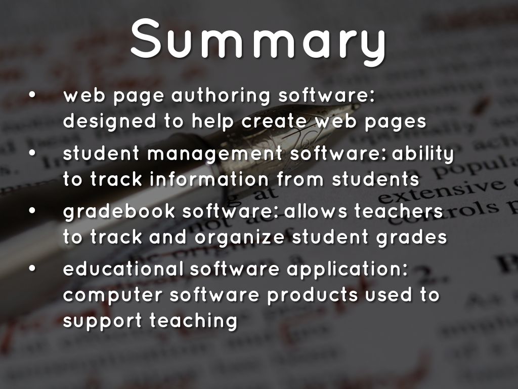 CAROLINE MORELLI CHAPTER 3: SOFTWARE FOR EDUCATORS DR.