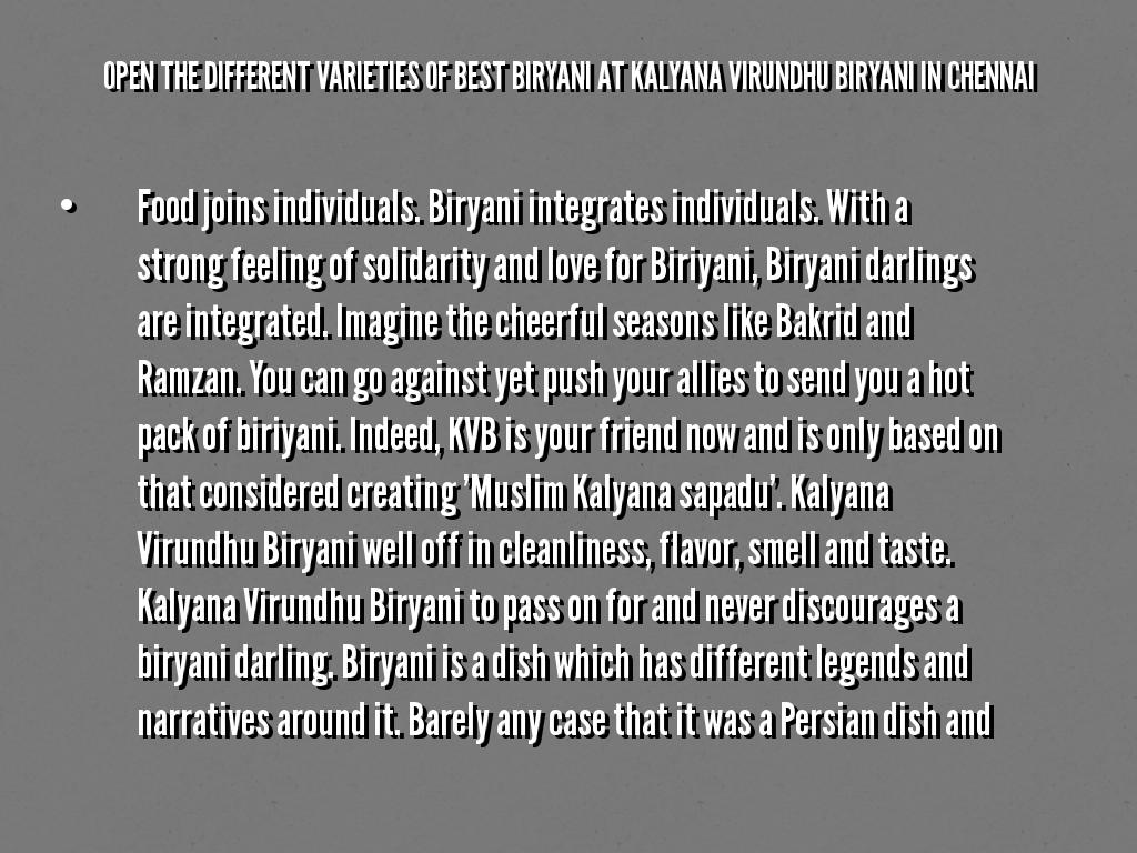 Best Biryani Shop in Chennai | kalyana virundhu Biryani