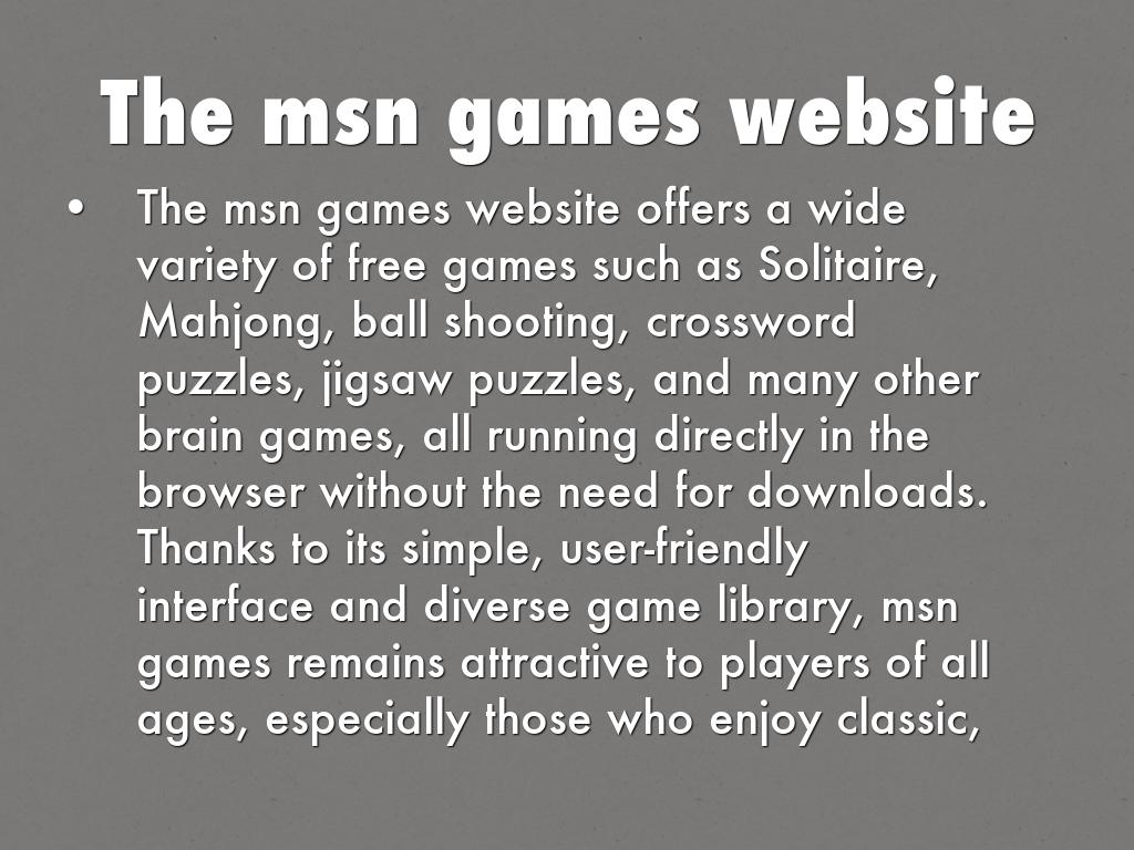 The msn games website