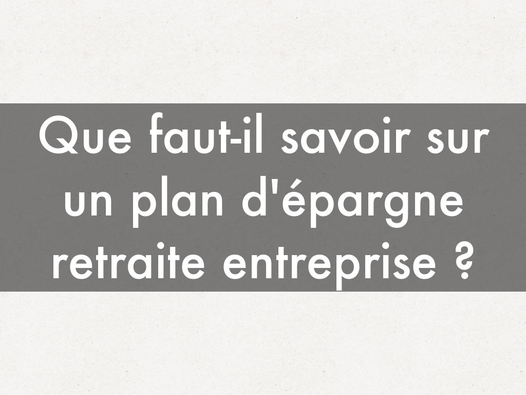 Le plan PER