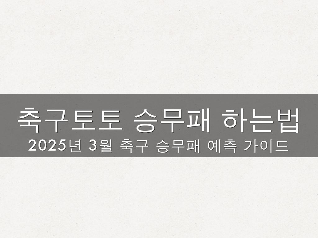 축구토토 승무패 하는법