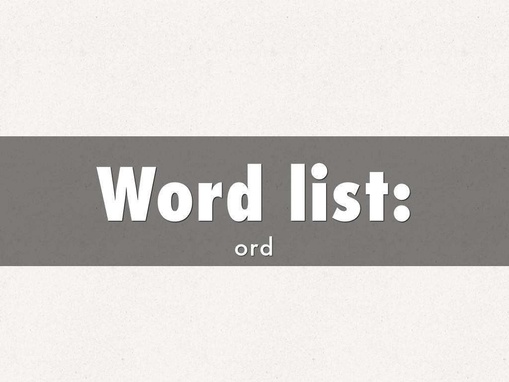 Word list: