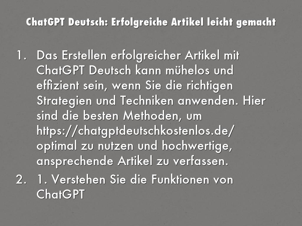 ChatGPT Deutsch: Erfolgreiche Artikel leicht gemacht
