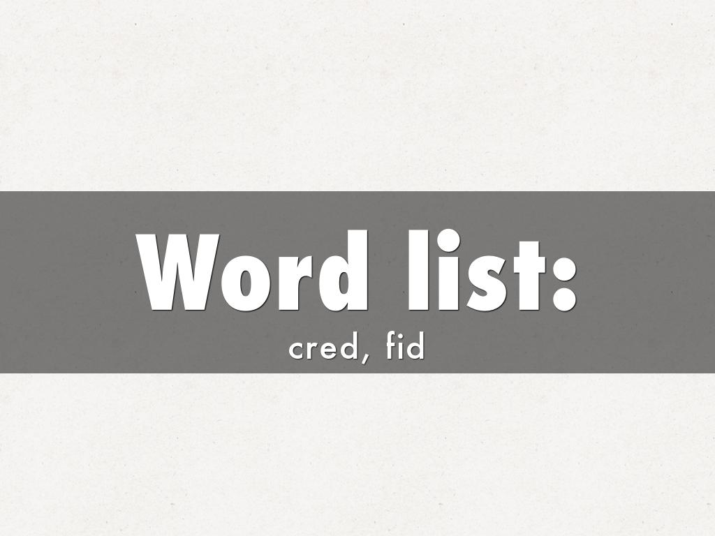 Word list: