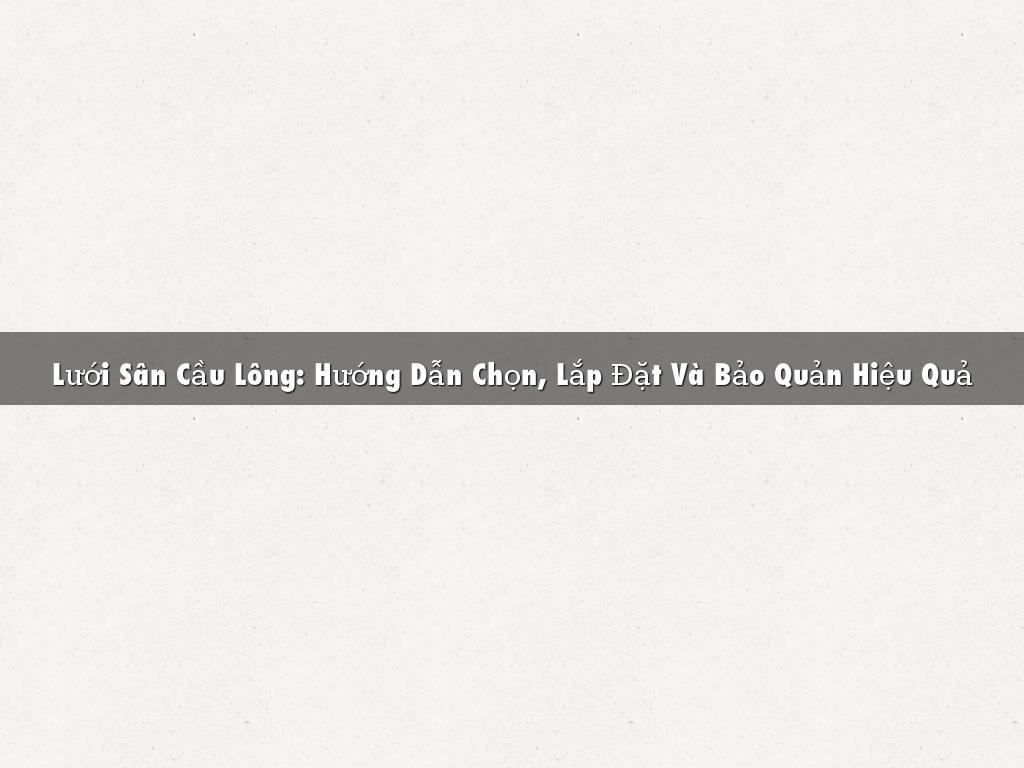 Lưới Sân Cầu Lông: Hướng Dẫn Chọn, Lắp Đặt Và Bảo Quản Hiệu Quả