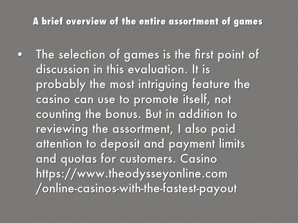 A brief overview of the entire assortment of games