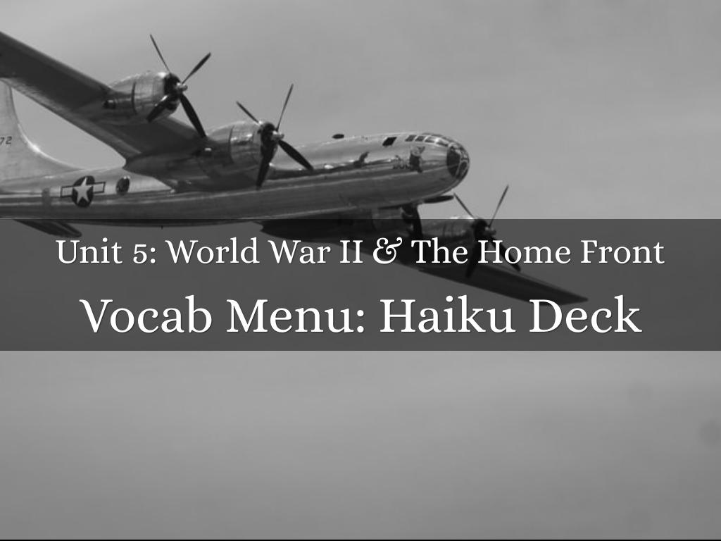 Unit 5 Vocabulary Menu