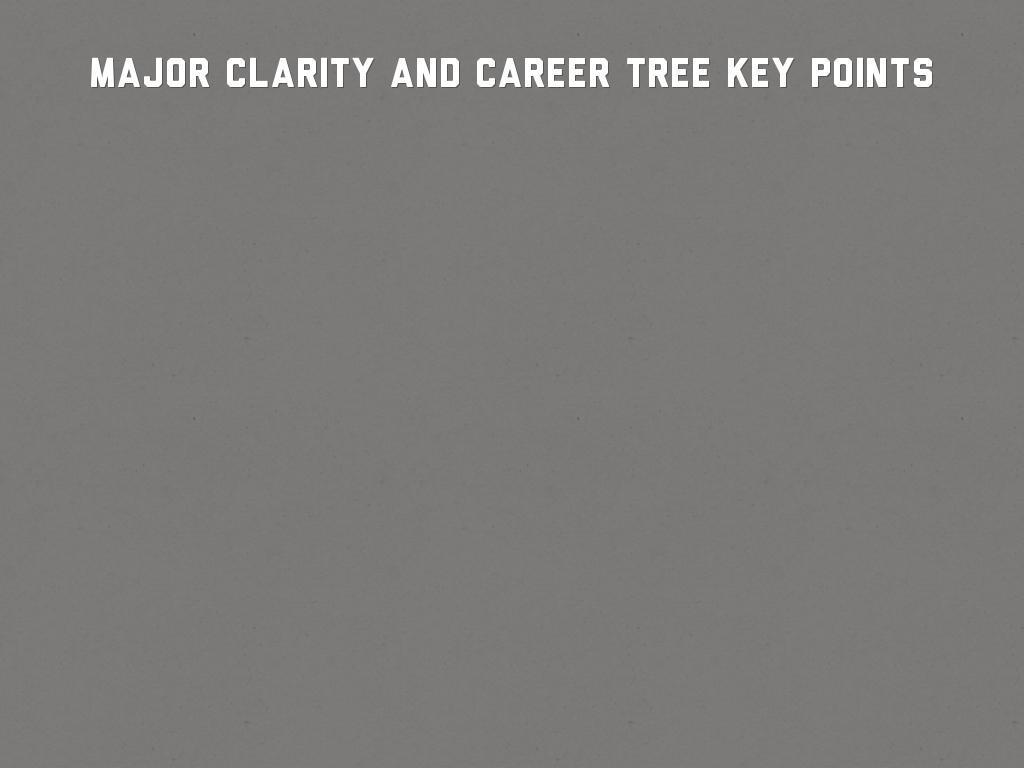 Major Clarity and Career tree key points