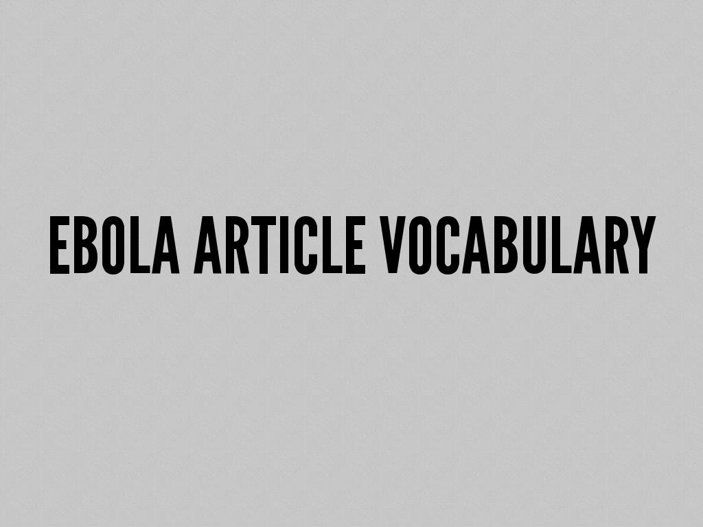 Vocabulary The Ebola 