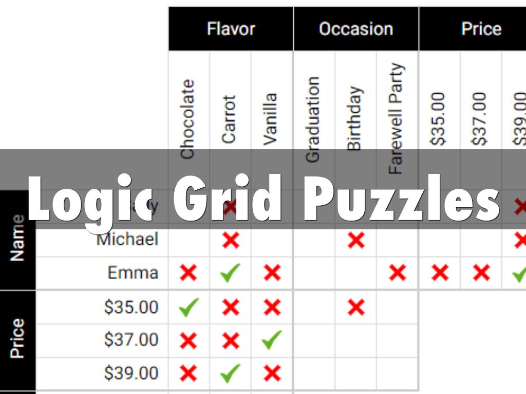 Free Logic Grid Puzzles For Problem Solving Skills by