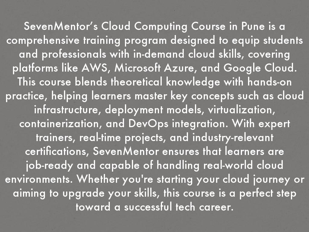 Cloud computing course by sevenmentor