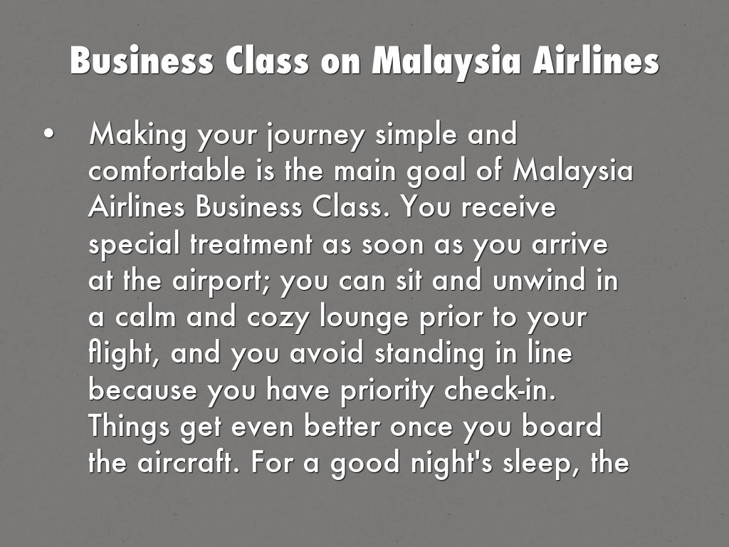 Business Class on Malaysia Airlines
