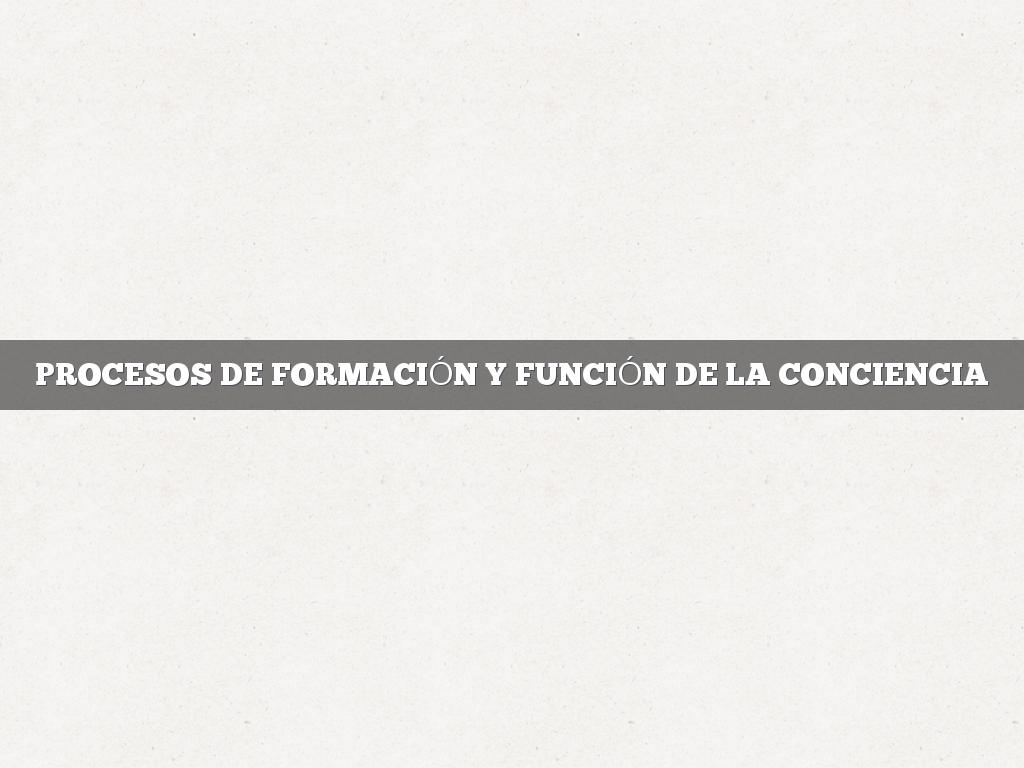 PROCESOS DE FORMACIÓN Y FUNCIÓN DE LA CONCIENCIA