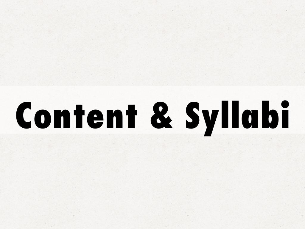 Content & Syllabi