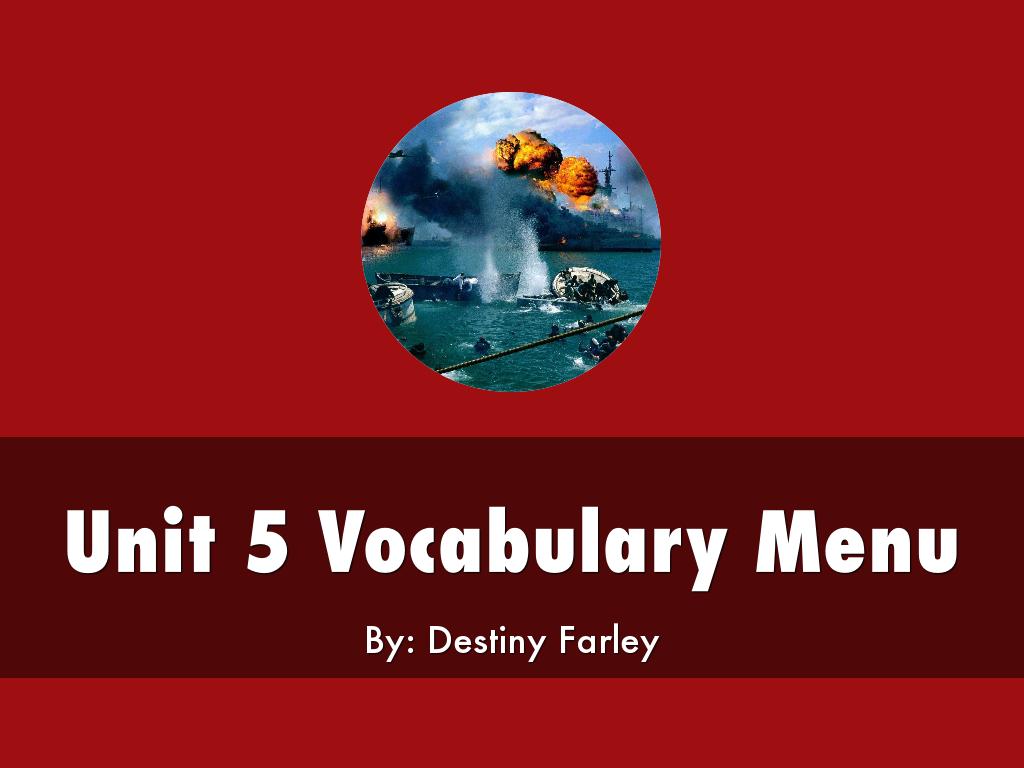 Unit 5 Vocabulary Menu