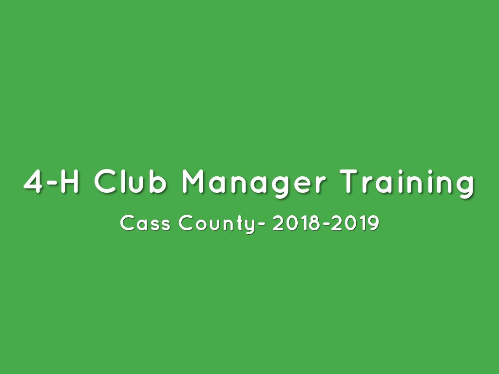 4-H Club Manager Training